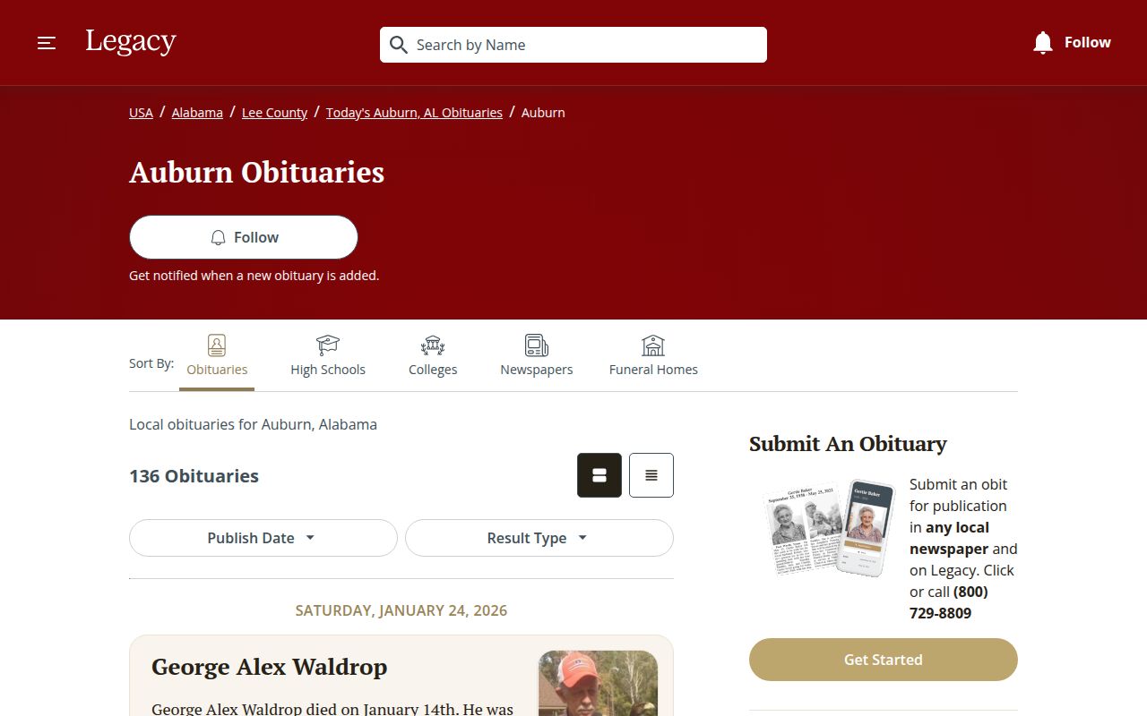 Auburn obituary search through Opelika-Auburn News