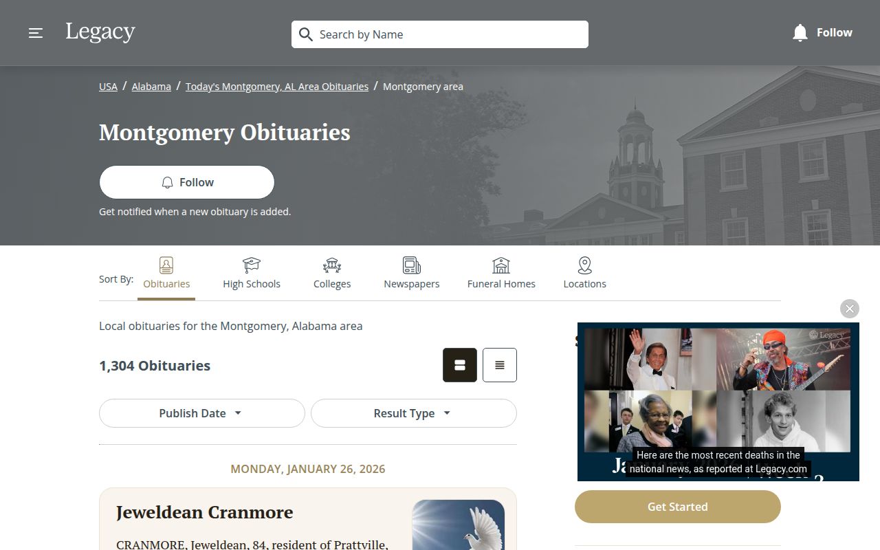Montgomery Advertiser obituary archive search