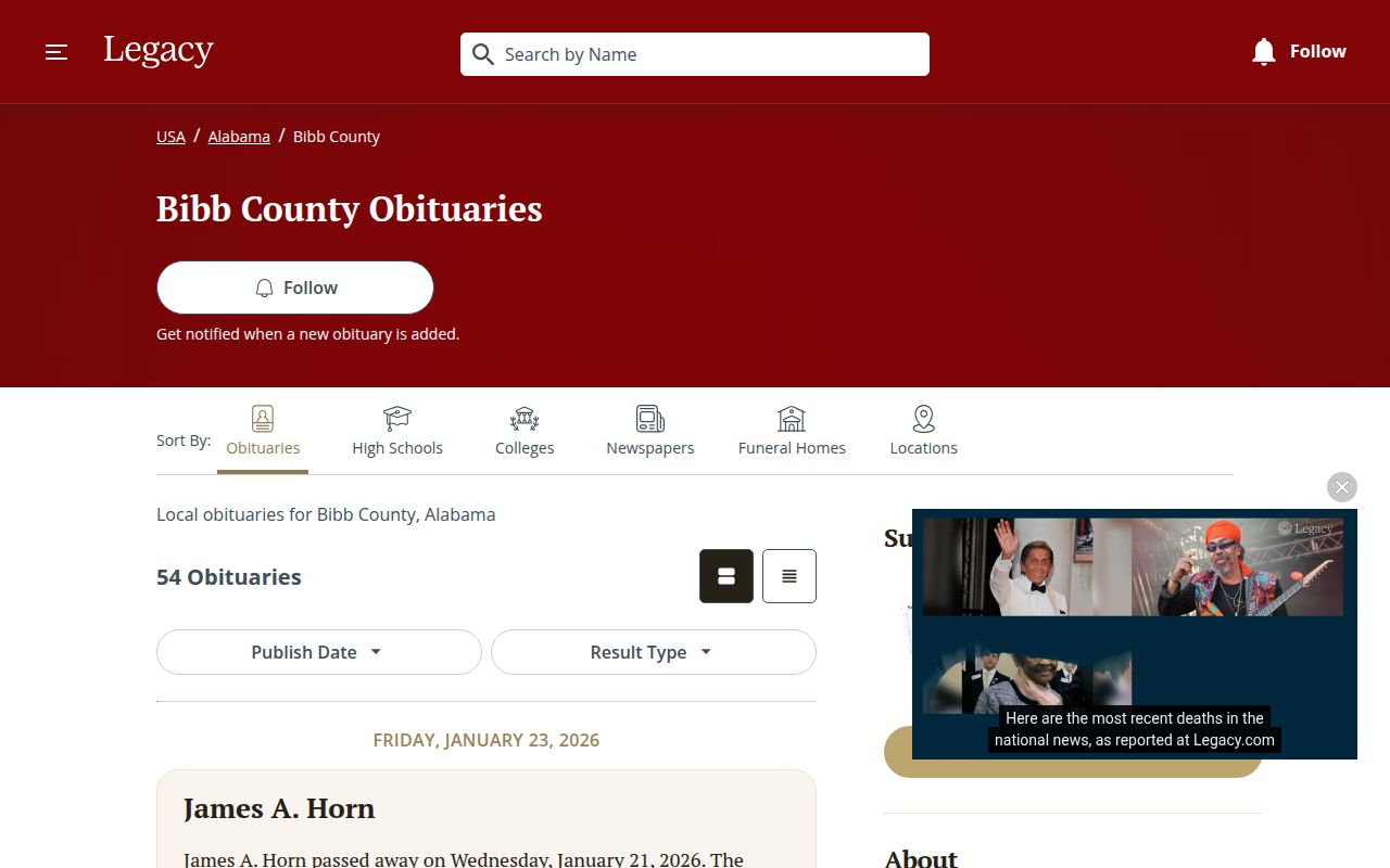 Bibb County obituary search resources in Centreville Alabama