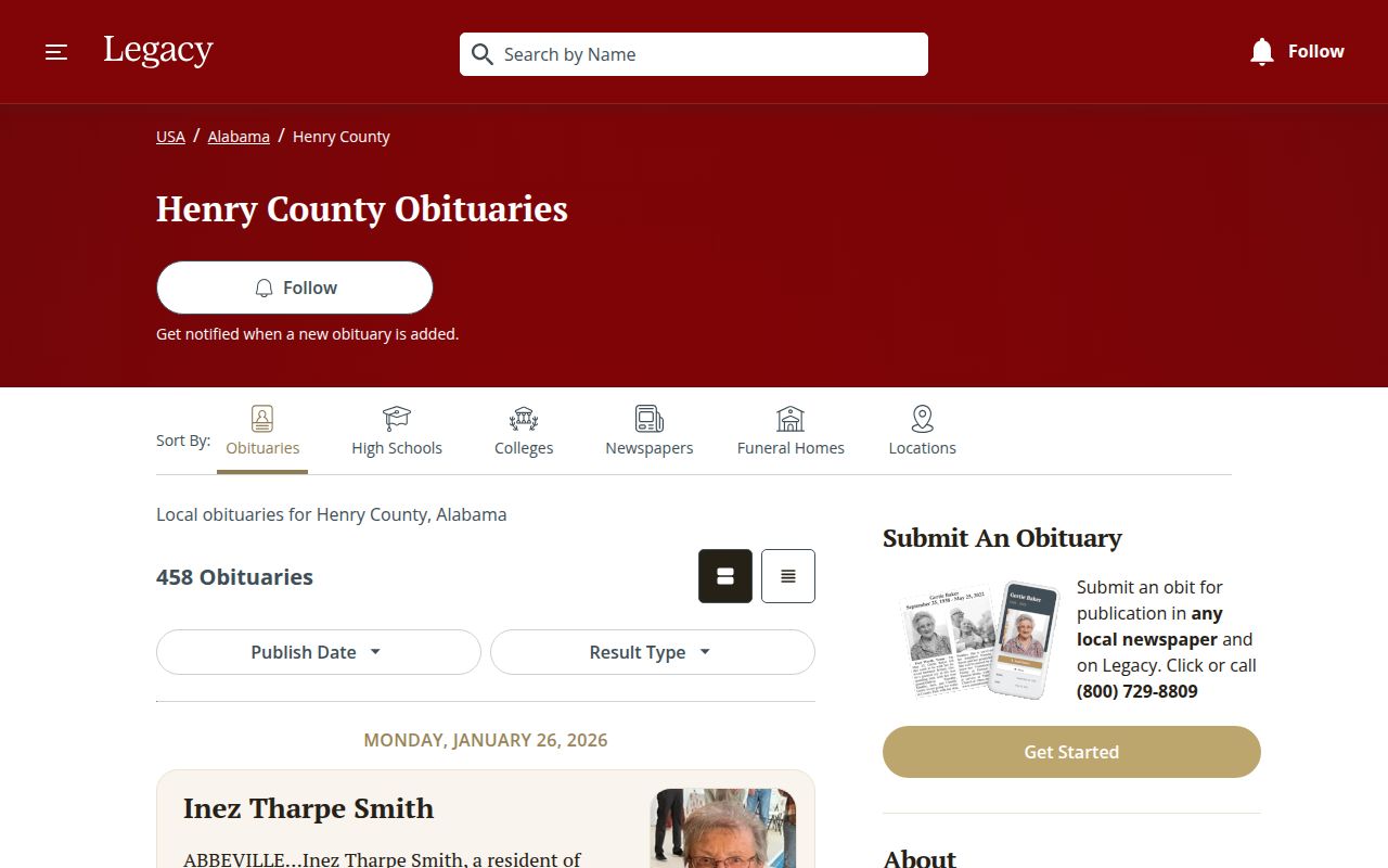 Henry County Alabama probate court and obituary resources